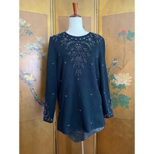 Vintage black jumper with beads and lurex, size S
